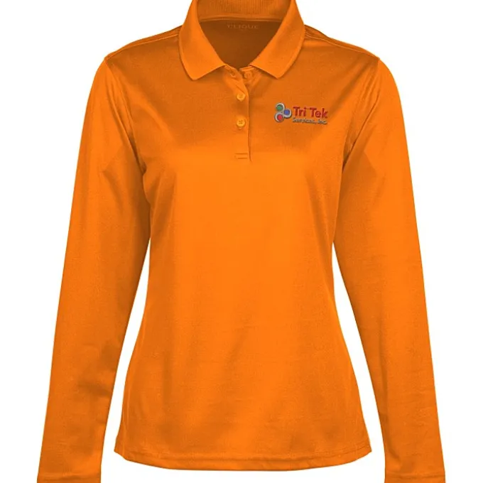 Spin Dye Long Sleeve Pique Polo - Ladies' - Embroidered