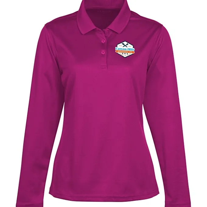 Spin Dye Long Sleeve Pique Polo - Ladies' - Full Color