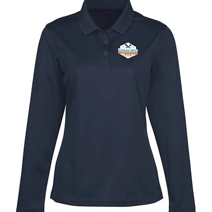 Spin Dye Long Sleeve Pique Polo - Ladies' - Full Color