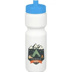 Sport Bottle with Push Pull Lid - 28 oz - White - Full Color