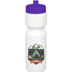 Sport Bottle with Push Pull Lid - 28 oz - White - Full Color