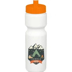 Sport Bottle with Push Pull Lid - 28 oz - White - Full Color