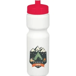 Sport Bottle with Push Pull Lid - 28 oz - White - Full Color