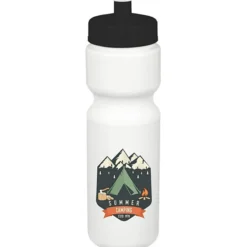 Sport Bottle with Push Pull Lid - 28 oz - White - Full Color