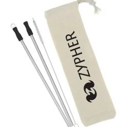 Stainless Straw Set in Cotton Pouch - 2 Pack
