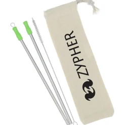 Stainless Straw Set in Cotton Pouch - 2 Pack