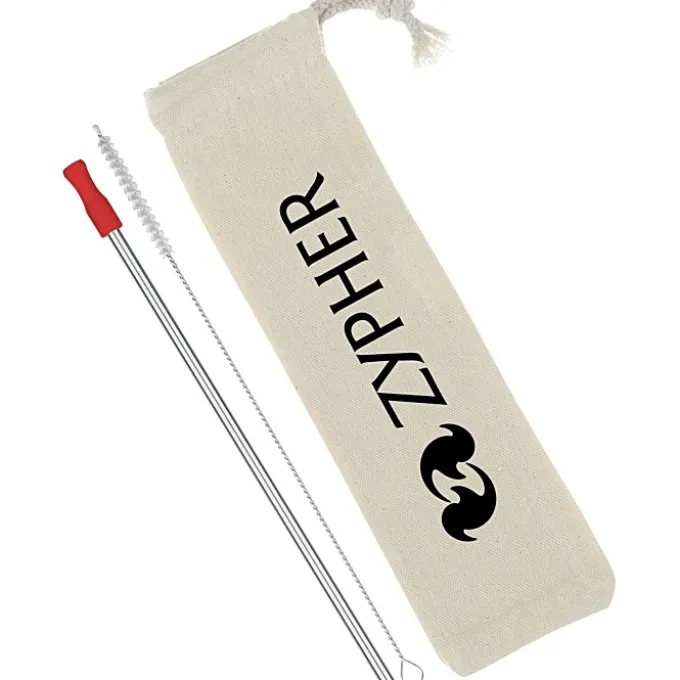Stainless Straw Set in Cotton Pouch - 1 Pack