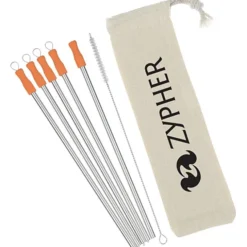 Stainless Straw Set in Cotton Pouch - 5 Pack