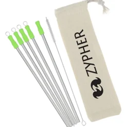 Stainless Straw Set in Cotton Pouch - 5 Pack