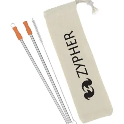 Stainless Straw Set in Cotton Pouch - 2 Pack - 24 hr