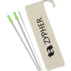 Stainless Straw Set in Cotton Pouch - 2 Pack - 24 hr