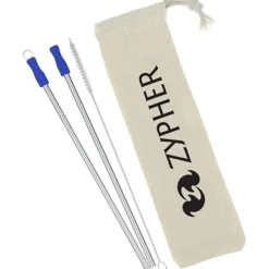 Stainless Straw Set in Cotton Pouch - 2 Pack - 24 hr