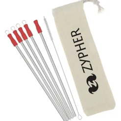 Stainless Straw Set in Cotton Pouch - 5 Pack - 24 hr