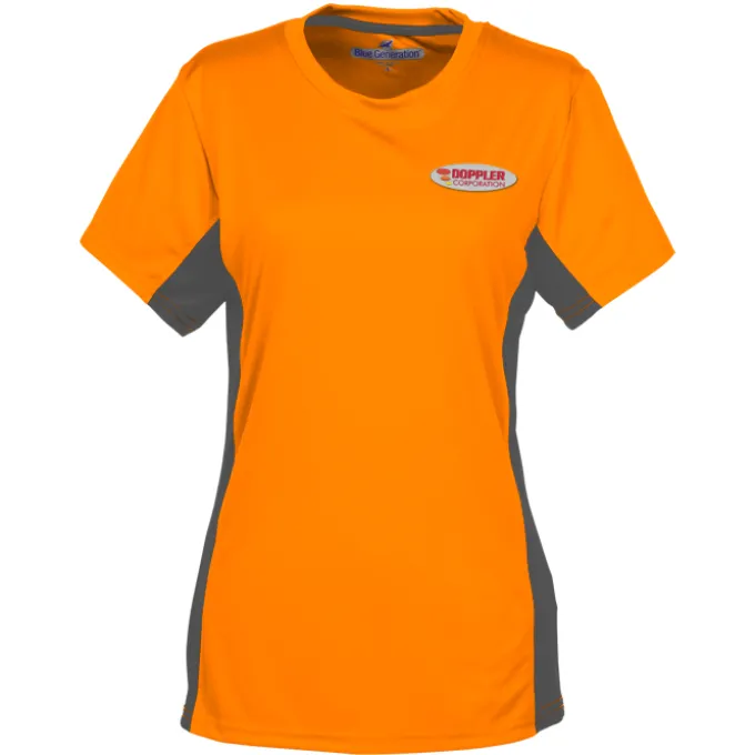 Stain Release Performance Colorblock T-Shirt - Ladies' - Embroidered