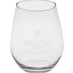 Stemless White Wine Glass - 12 oz - Deep Etch