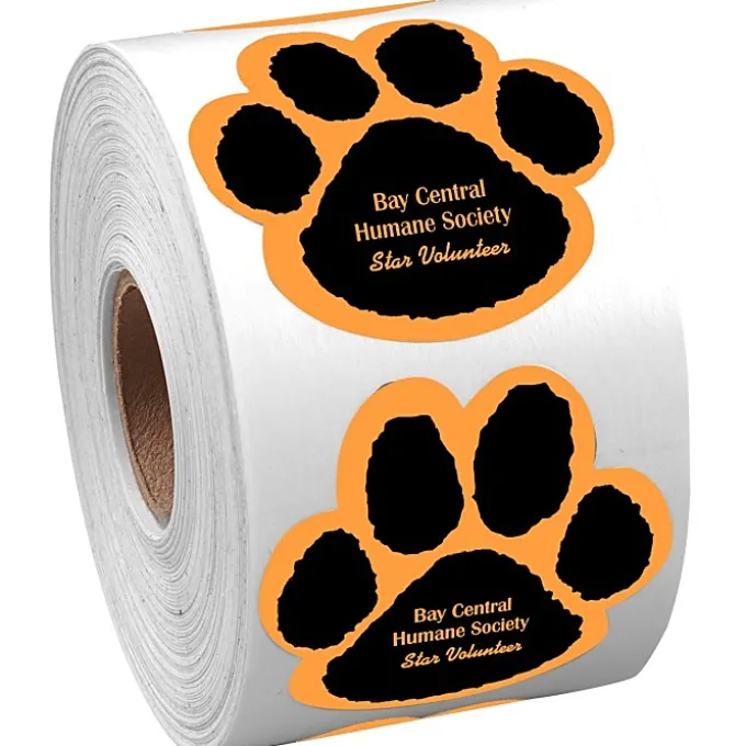 Sticker by the Roll - Paw - 1-7/8 inches x 1-7/8 inches