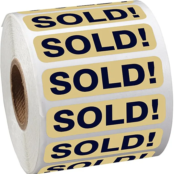 Sticker by the Roll - Rectangle - 1/2 inches x 2 inches