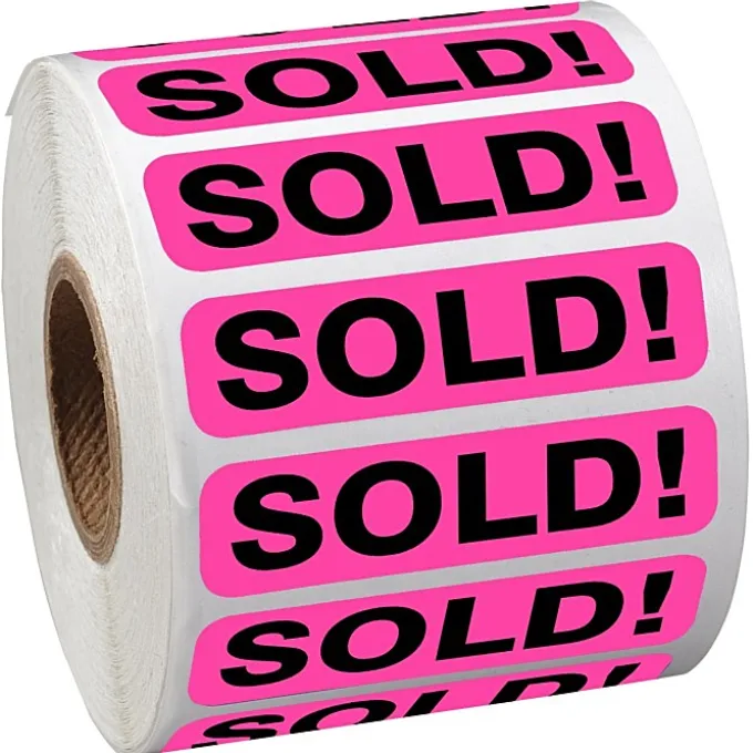 Sticker by the Roll - Rectangle - 1/2 inches x 2 inches