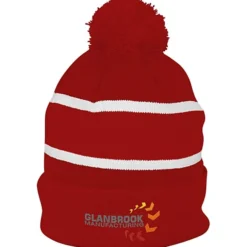 Striped Pom Pom Cuffed Beanie