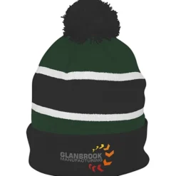 Striped Pom Pom Cuffed Beanie