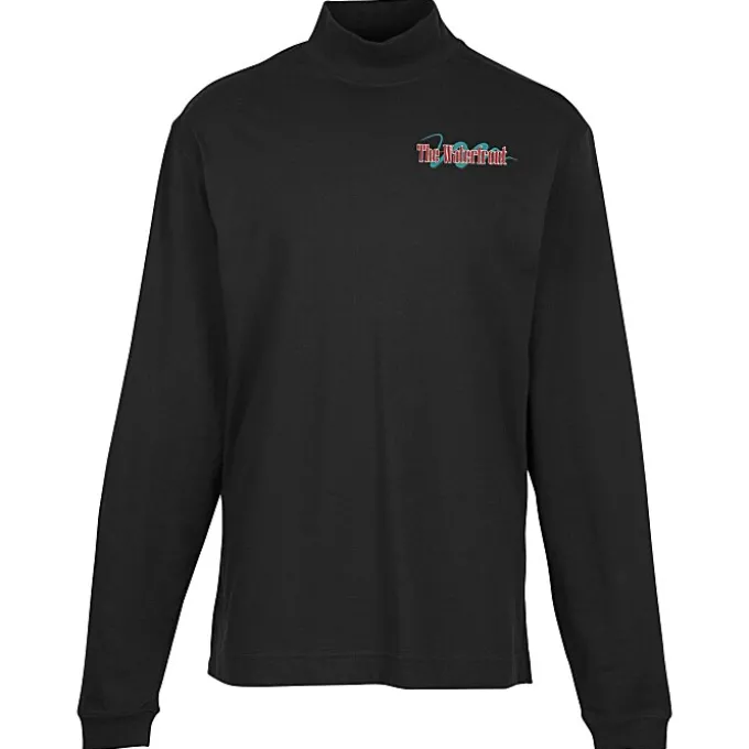 Sueded Cotton Jersey Mock Turtleneck - Men's