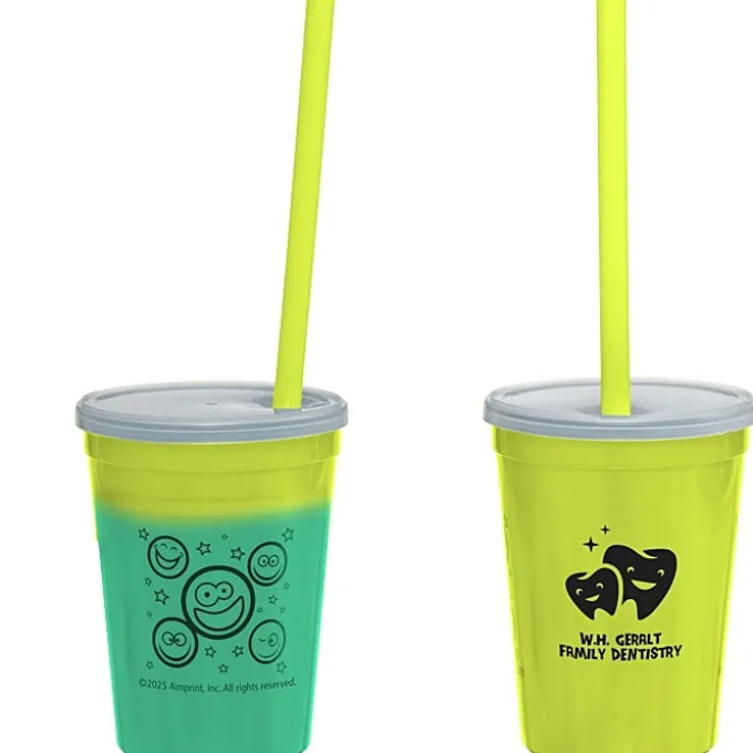 Super Kid Mood Stadium Cup with Straw - 12 oz - Smiley Faces
