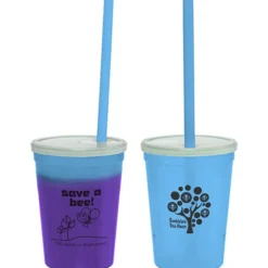 Super Kid Mood Stadium Cup with Straw - 12 oz - Go Green