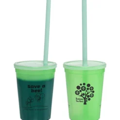 Super Kid Mood Stadium Cup with Straw - 12 oz - Go Green