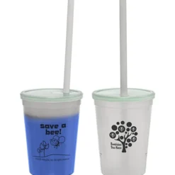 Super Kid Mood Stadium Cup with Straw - 12 oz - Go Green