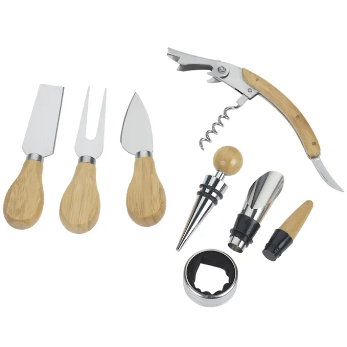 Swivel 8-Piece Bamboo Cheese & Wine Board Set