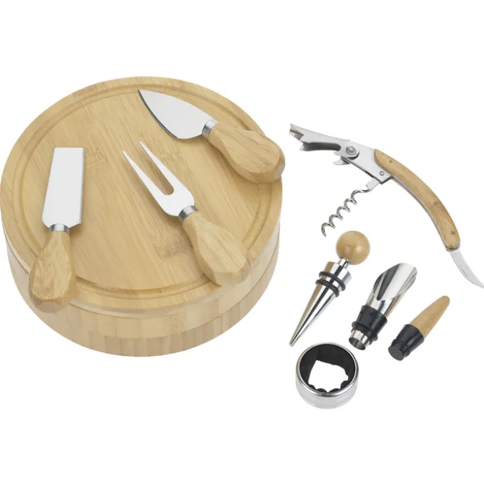 Swivel 8-Piece Bamboo Cheese & Wine Board Set