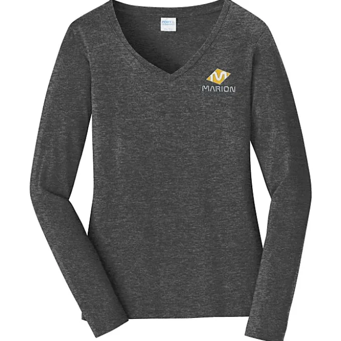 Team Favorite 4.5-oz V-Neck Long Sleeve T-Shirt - Ladies' - Embroidered