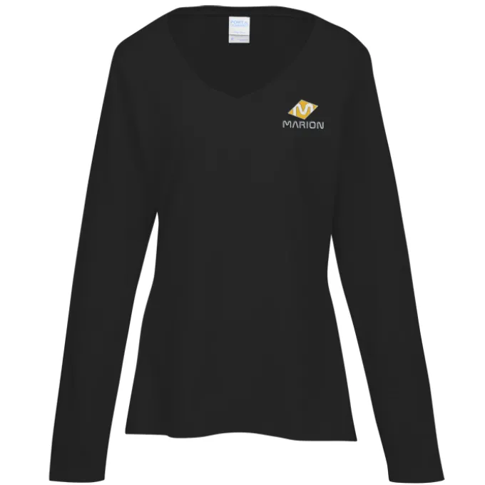 Team Favorite 4.5-oz V-Neck Long Sleeve T-Shirt - Ladies' - Embroidered