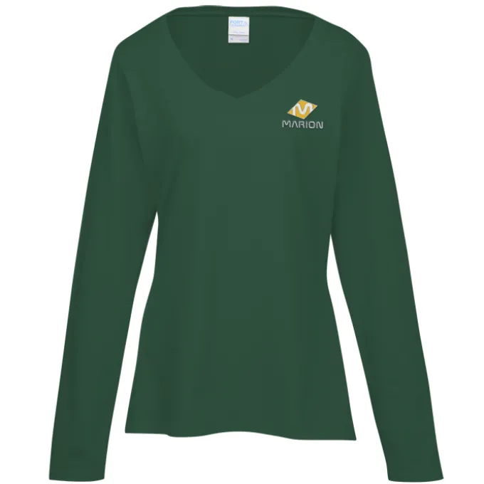 Team Favorite 4.5-oz V-Neck Long Sleeve T-Shirt - Ladies' - Embroidered