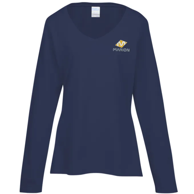 Team Favorite 4.5-oz V-Neck Long Sleeve T-Shirt - Ladies' - Embroidered