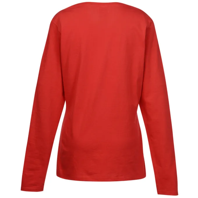 Team Favorite 4.5-oz V-Neck Long Sleeve T-Shirt - Ladies' - Embroidered