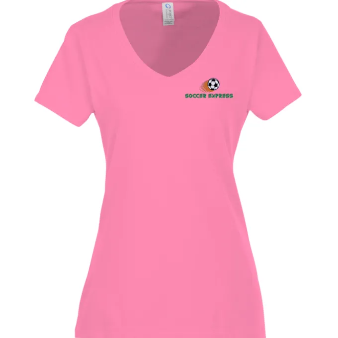 Team Favorite 4.5-oz V-Neck T-Shirt - Ladies' - Embroidered