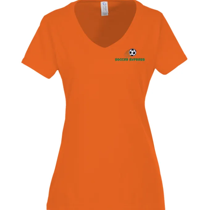 Team Favorite 4.5-oz V-Neck T-Shirt - Ladies' - Embroidered