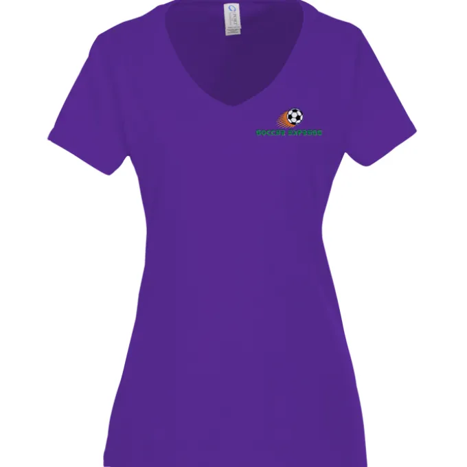 Team Favorite 4.5-oz V-Neck T-Shirt - Ladies' - Embroidered
