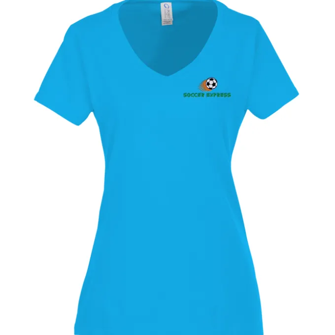 Team Favorite 4.5-oz V-Neck T-Shirt - Ladies' - Embroidered