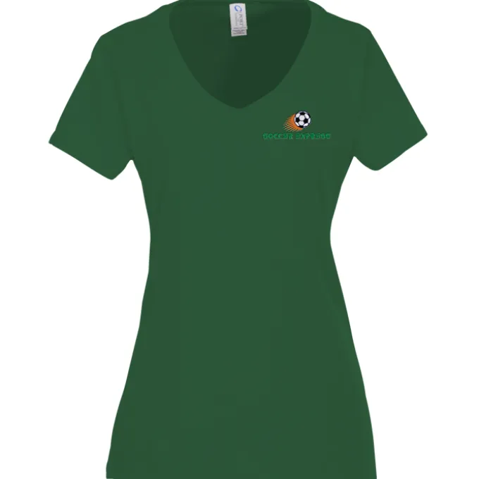 Team Favorite 4.5-oz V-Neck T-Shirt - Ladies' - Embroidered