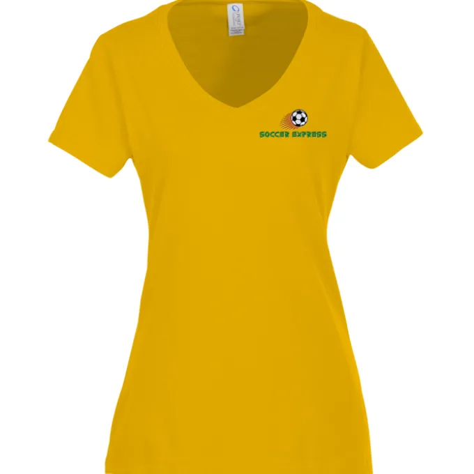 Team Favorite 4.5-oz V-Neck T-Shirt - Ladies' - Embroidered