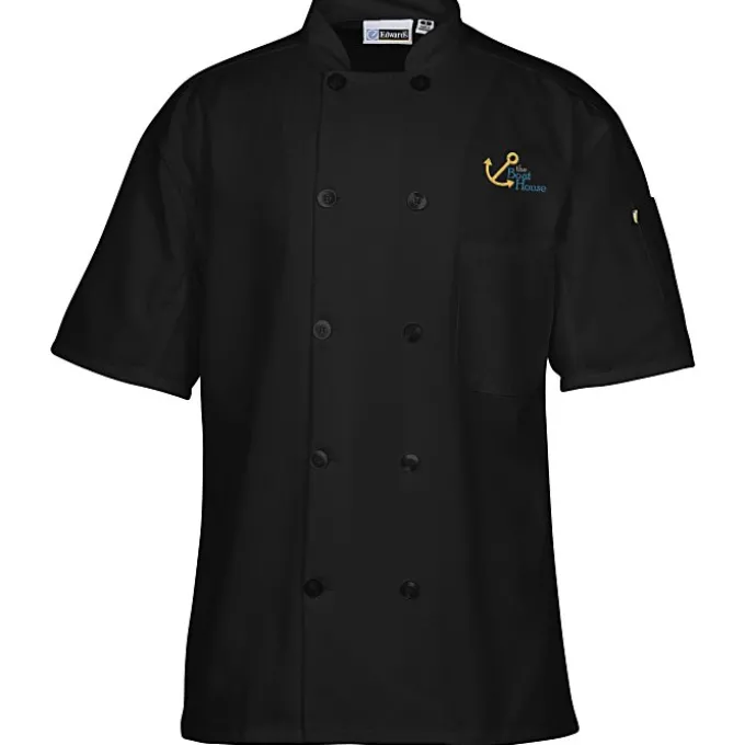 Ten Button Short Sleeve Chef Coat with Mesh Back - 24 hr
