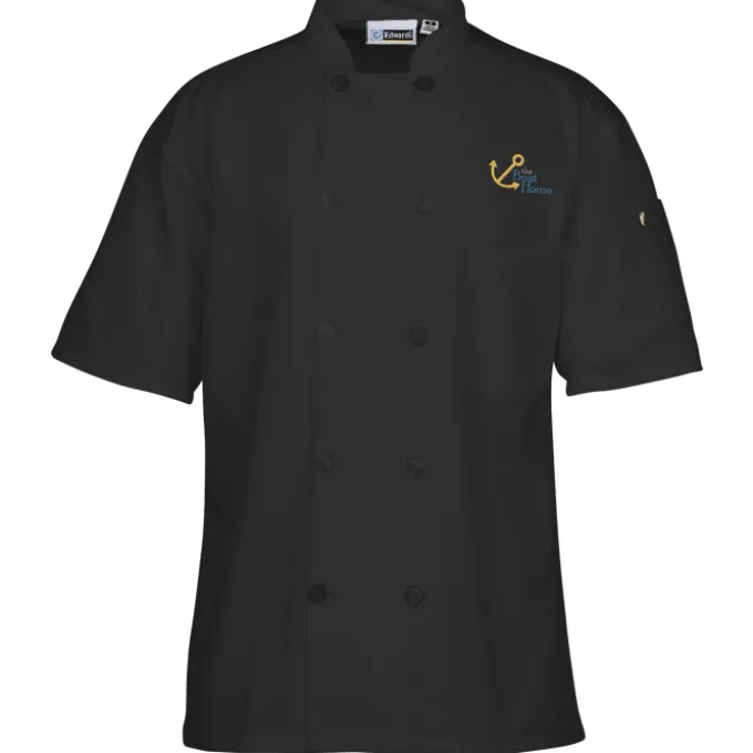 Ten Button Short Sleeve Chef Coat with Mesh Back - 24 hr