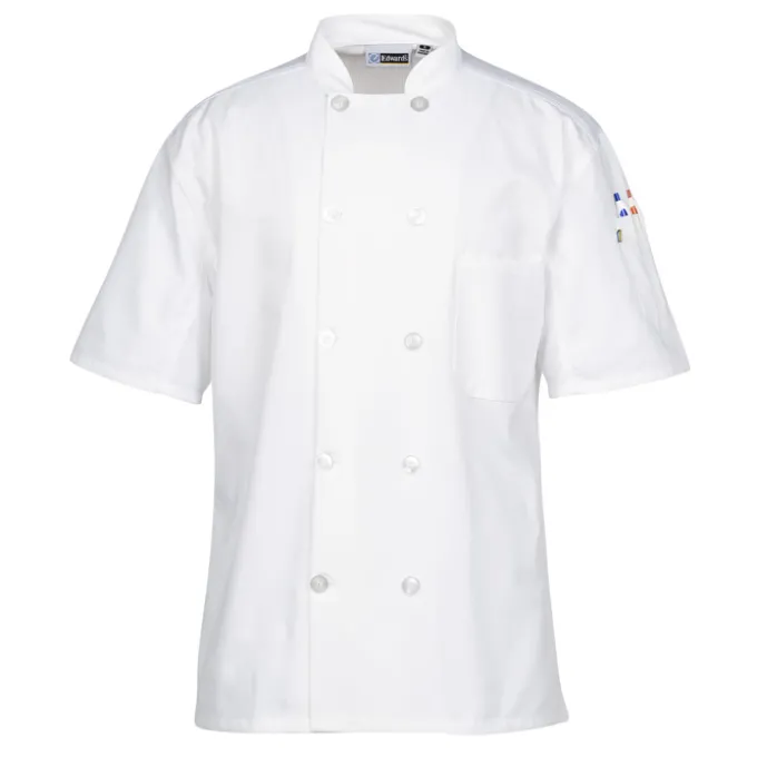 Ten Button Short Sleeve Chef Coat with Mesh Back - 24 hr