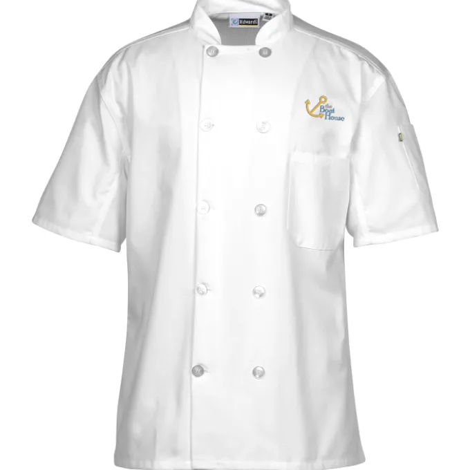 Ten Button Short Sleeve Chef Coat with Mesh Back - 24 hr