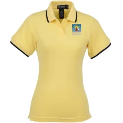 Tipped Combed Cotton Pique Polo - Ladies'
