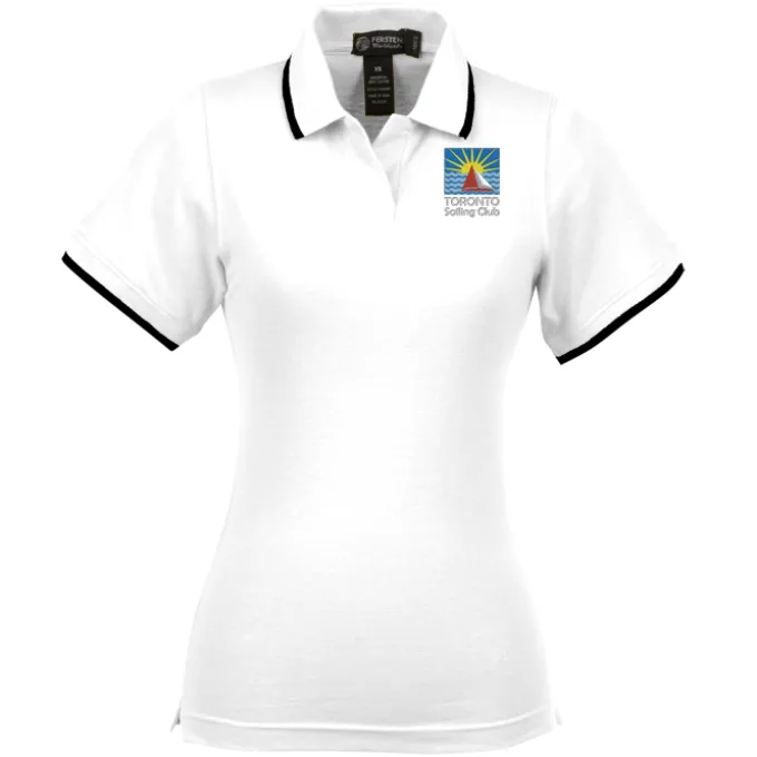 Tipped Combed Cotton Pique Polo - Ladies'