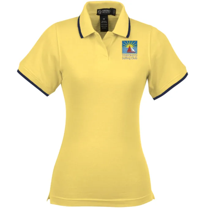 Tipped Combed Cotton Pique Polo - Ladies'