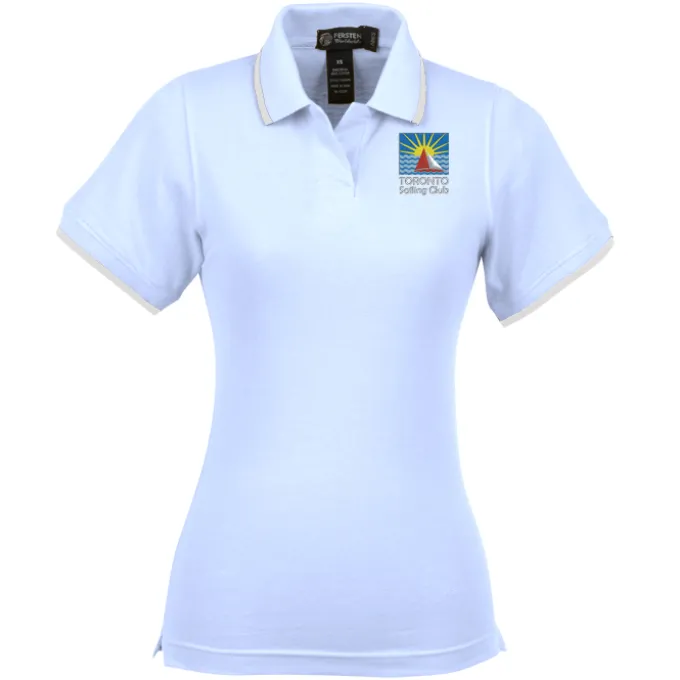 Tipped Combed Cotton Pique Polo - Ladies'